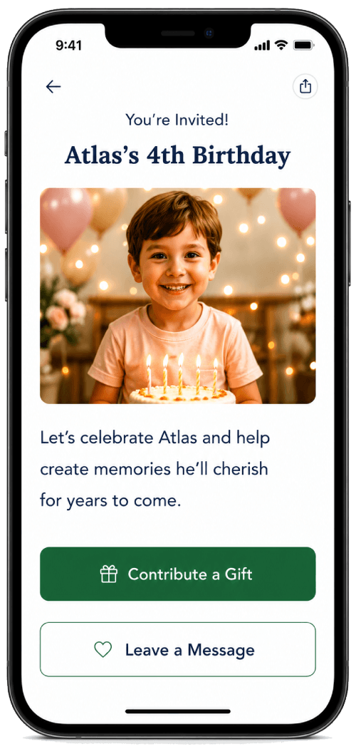 Gift It Moments birthday invitation shown on a mobile phone